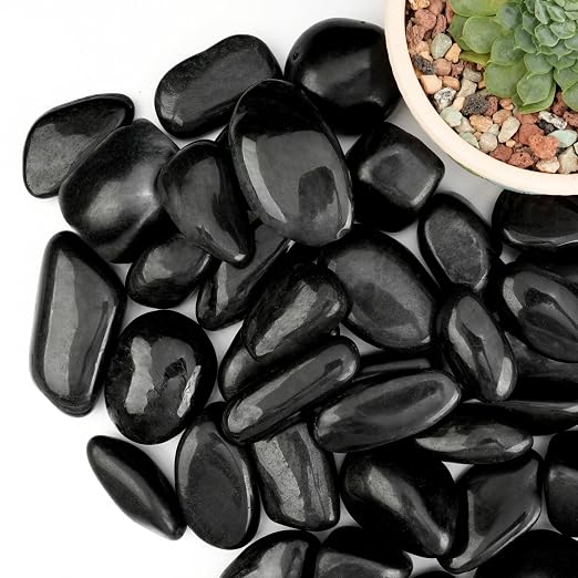 9lb Black River Rocks for Plants, 1-3 Inch Pebbles for Indoor Plants, Polished Garden Rocks Outdoor Landscaping, Decorative Stones for Vases, Succulents, Aquarium, Walkways