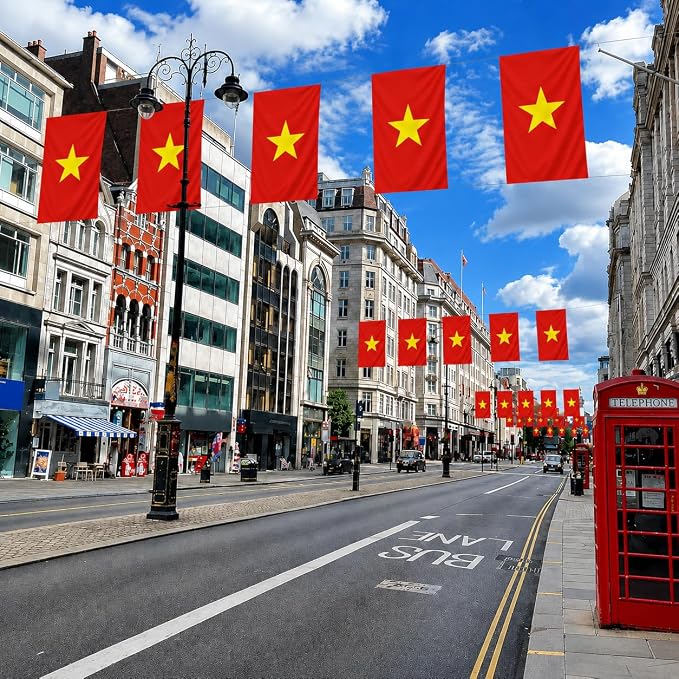 AhfuLife Vietnam Flag 5ft x 3ft for Party Decorations, 2 Pcs Large Vietnamese Flag Polyester Double Side with Brass Eyelets for National Day Garden Street