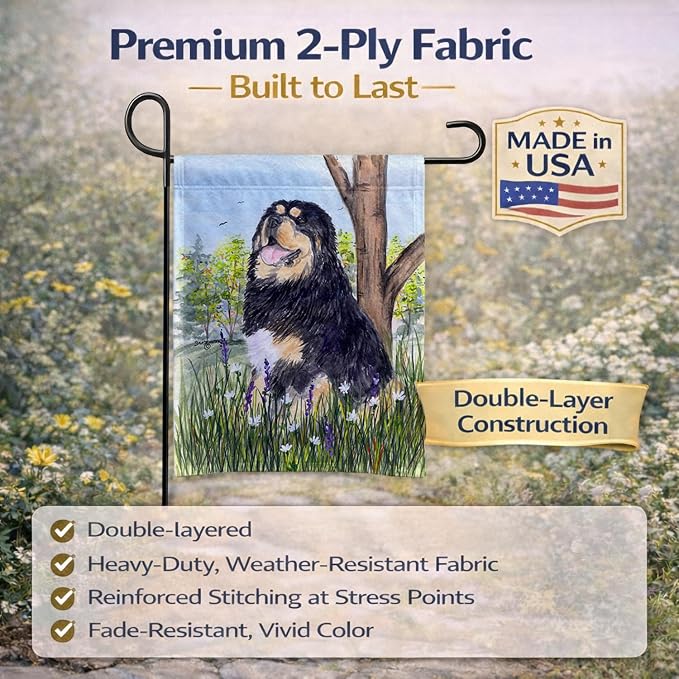 Caroline's Treasures SS8106GF Tibetan Mastiff Garden Flag Mailbox Flag Decorative Yard Flag Banner Outside Patio Artwork Yard Flower Beds, Garden Size, Multicolor