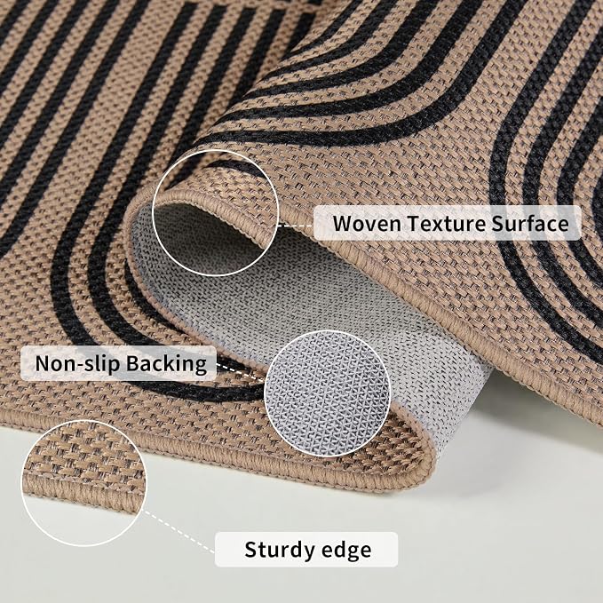 Tangsoo Easy Jute 3x5 Outdoor Area Rug for Living Room,Washable Indoor Rugs Farmhouse Non-Slip Thin Door Mat,Modern Throw Carpet for Front Porch Bedroom Patio Entryway Balcony