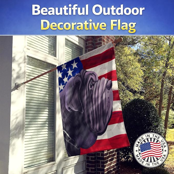Caroline's Treasures CK6625CHF Neapolitan Mastiff Dog American Flag House Flag Large Porch Sleeve Pole Decorative Outside Yard Banner Artwork Wall Hanging, Polyester, House Size, Multicolor