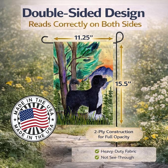 Caroline's Treasures SS8429GF Portuguese Water Dog Garden Flag Mailbox Flag Decorative Yard Flag Banner Outside Patio Artwork Yard Flower Beds, Garden Size, Multicolor
