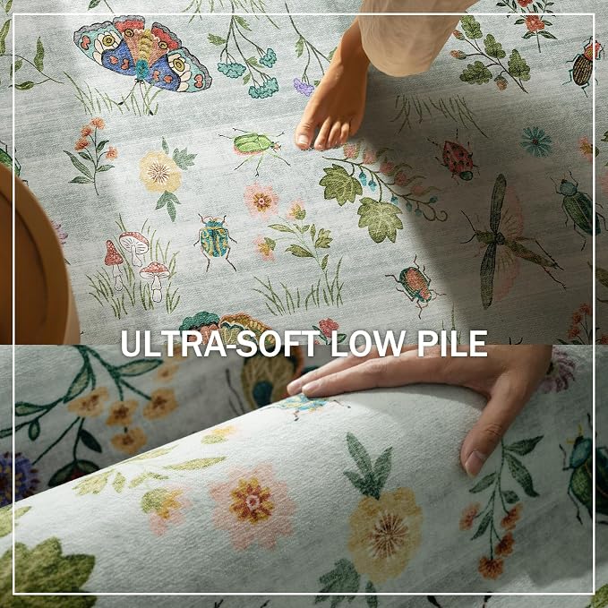 8x10 Area Rug for Living Room: Washable Bedroom Rugs Stain Resistant Non Slip Low Pile Soft Lightweight Carpets Rug for Farmhouse Kitchen Dining Room Nursery Kids Room Indoor