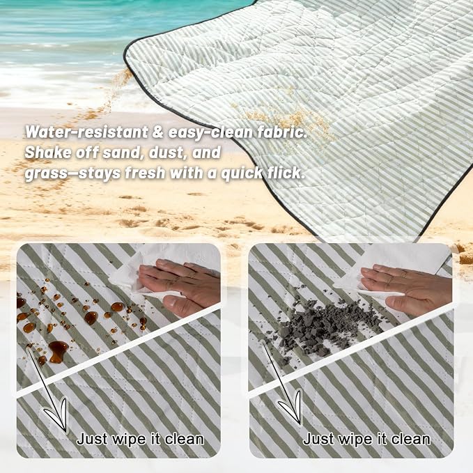 Extra Large Waterproof Picnic Blanket 80"x80" – Sandproof Outdoor Mat for Beach, Park, Grass, Lawn, Camping, Wedding Registry Must Have, Foldable & Portable Rug for Family Picnics