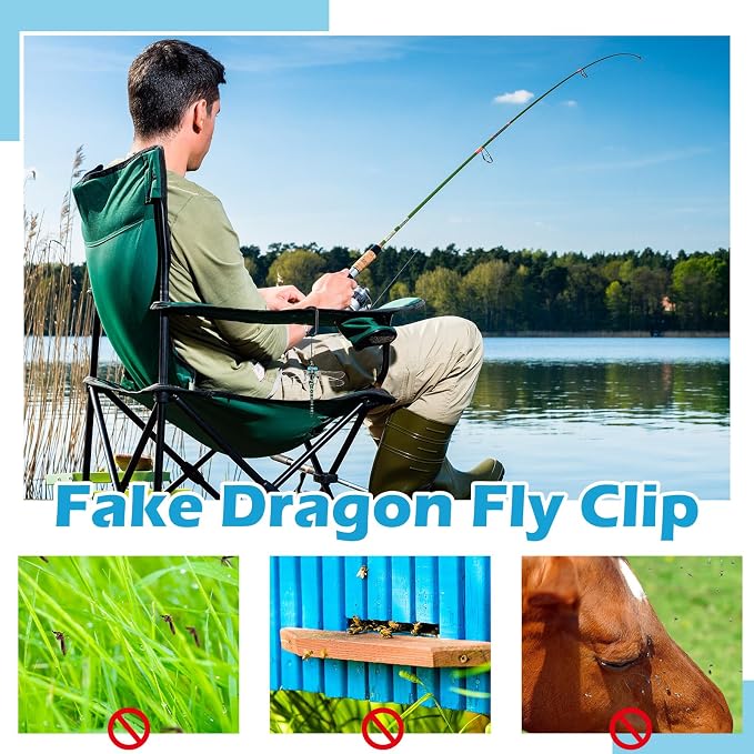 Qualirey Dragonfly Hat Clip Realistic Simulated Dragonfly with Hook Clip Attach to Backpack Hat for Indoor Yard Garden Plant Decor(Blue,1pcs)