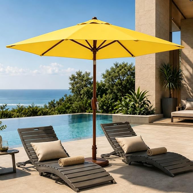 7.5ft Patio Umbrella, Outdoor Table Market Umbrella with Smooth Crank Lift, 6 Windproof Fiberglass Ribs, UPF50+ UV Protection for Deck, Pool, Garden and Backyard