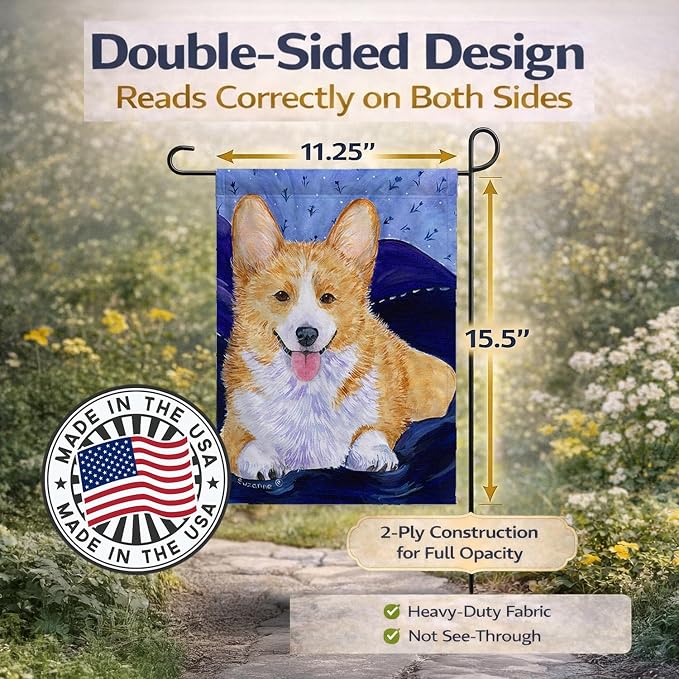 Caroline's Treasures SS8414GF Corgi Garden Flag Mailbox Flag Decorative Yard Flag Banner Outside Patio Artwork Yard Flower Beds, Garden Size, Multicolor