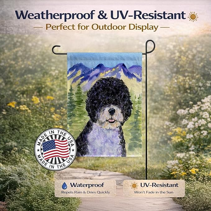 Caroline's Treasures SS8303GF Portuguese Water Dog Garden Flag Mailbox Flag Decorative Yard Flag Banner Outside Patio Artwork Yard Flower Beds, Garden Size, Multicolor