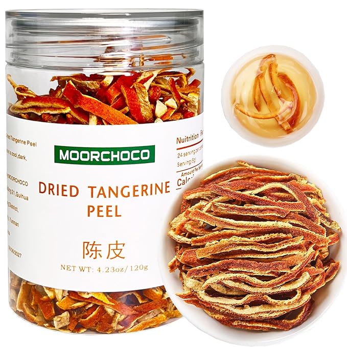Dried Tangerine Peel Strips - Pure Natural Chinese Herbal Medicine -dried orange peel 4.23oz/120g Used for making soup-Brewing tea- 陈皮Chen Pi(Dried Tangerine Peel)