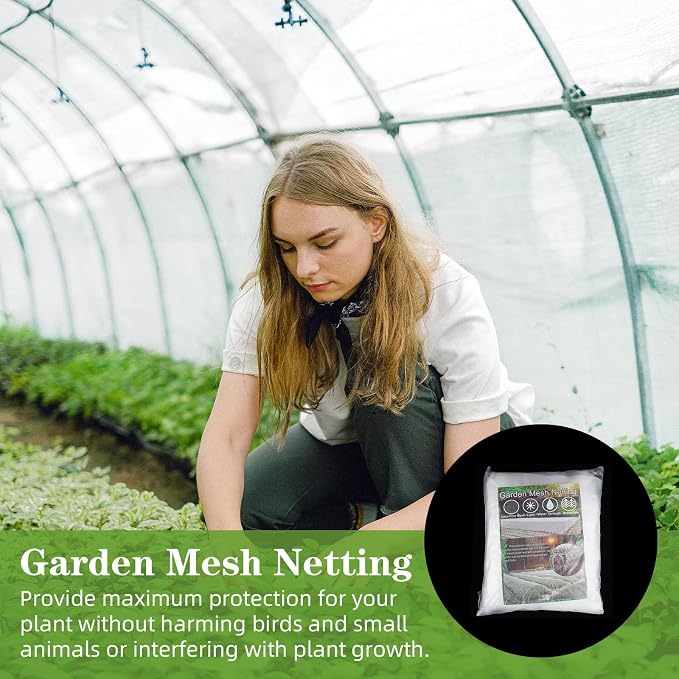 10 x 65FT Garden Mesh Netting, Ultra Fine Mesh Protection Netting Plant Covers Greenhouse Row Cover Raised Bed Screen Barrier Net for Vegetable Fruits Flowers Trees Crops, White