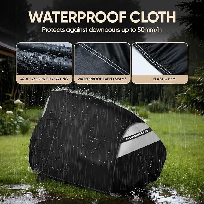 NEVERLAND Riding Lawn Mower Cover - Universal Fit 72x54x46 Inch, Waterproof Windproof Tractor Cover with Buckles & Straps, Heavy Duty PU Oxford for Outdoor Storage