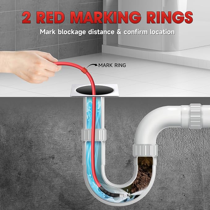 Sewer Jetter Kit for Pressure Washer – 200ft Water Jet Drain Cleaning Hose 5800PSI 1/4 Inch NPT Corner with Sewer Cleaning Tool High Pressure Nozzles and Spanner Waterproof Tape