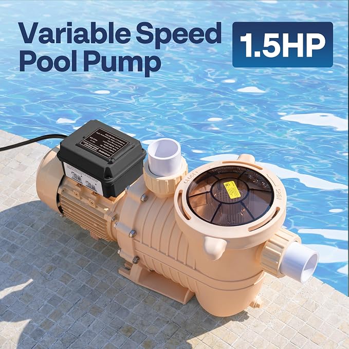 VIVOHOME 1.5HP 115V Variable Speed Pool Pump, Self-Priming, 1.5" & 2" Inlet w/Strainer Basket for in/Above Ground Pools