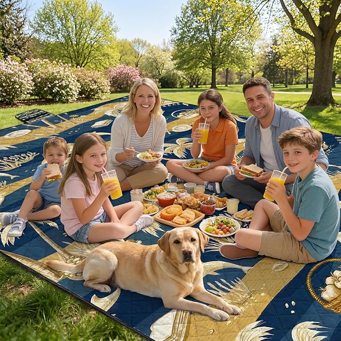 79" x 118" Picnic Blanket Extra Large,Waterproof Sandproof Foldable Outdoor Blanket Beach Blanket Ocean Picnic Mat for Camping,Lawn,Park(Coconut Tree)