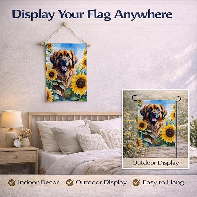 Caroline's Treasures DAC6115GF Leonberger in Sunflowers Garden Flag Mailbox Flag Decorative Yard Flag Banner Outside Patio Artwork Yard Flower Beds, Garden Size, Multicolor
