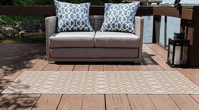 Jill Zarin Outdoor Collection Area Rug - Turks and Caicos (2' x 6' Runner Beige/Brown)