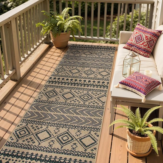 Lahome Boho Washable Easy Jute Runner Rug, 2x8 Kitchen Runner Rug Non Slip | Washable Indoor Outdoor Carpet, Low Pile Front Door Carpet for Entry Laundry Room Foyer