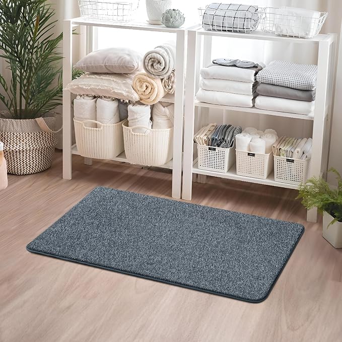 Chicrug Memory Foam 2x4 Small Runner Rugs for Hallway Entryway Bedroom | Modern Low-Pile Carpet Runner Rug for Kitchen, Throw Kids Rug for Bedside Dorm Room Decor, Blue and White