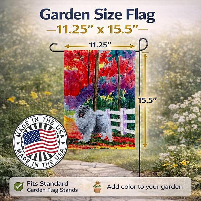 Caroline's Treasures SS8432GF Keeshond Garden Flag Mailbox Flag Decorative Yard Flag Banner Outside Patio Artwork Yard Flower Beds, Garden Size, Multicolor