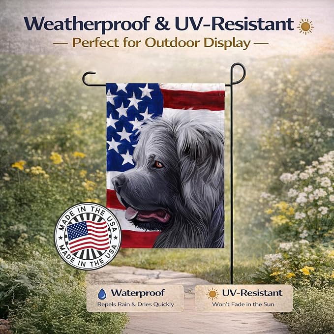 Caroline's Treasures CK6481GF Caucasian Shepherd Dog American Flag Garden Flag Mailbox Flag Decorative Yard Flag Banner Outside Patio Artwork Yard Flower Beds, Garden Size, Multicolor