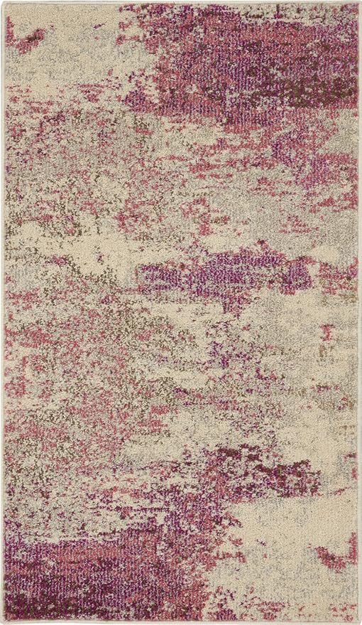 Nourison Home Celestial Ivory Pink 2'2" x 3'9" Area Rug - Easy Clean, Non Shedding, Bed Room, Living Room, Dining Room, Kitchen (2' x 4')