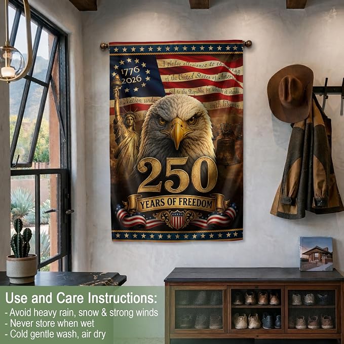 250 Years Of Freedom Flag, American Flag With Eagle, 250th Anniversary Usa Commemorative Flags, Garden Flags For Outside, Dual-view Display, 250th Anniversary Patriotic Design 3 (30x40 Inch)