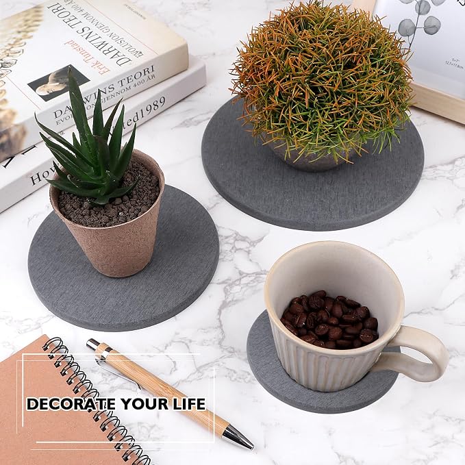 Diatomaceous Earth Coaster 4/6/8inch Diatomite Plant Saucer Stone Plant Sourcer Instant Dry Water Absorbent Diatomite Tray (Dark Gray)