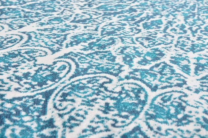 Unique Loom Sofia Collection Area Rug - Grace (6' 1" Square, Turquoise/ Ivory)