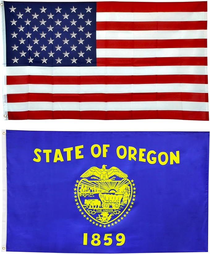 Shop72 American Flags for Outside, Set of Oregon State with 3x5 American Flag, For Outdoor and Indoor, Allegiance to USA, This Garden Banner Made Heavy Duty, Bandera De Estados Unidos