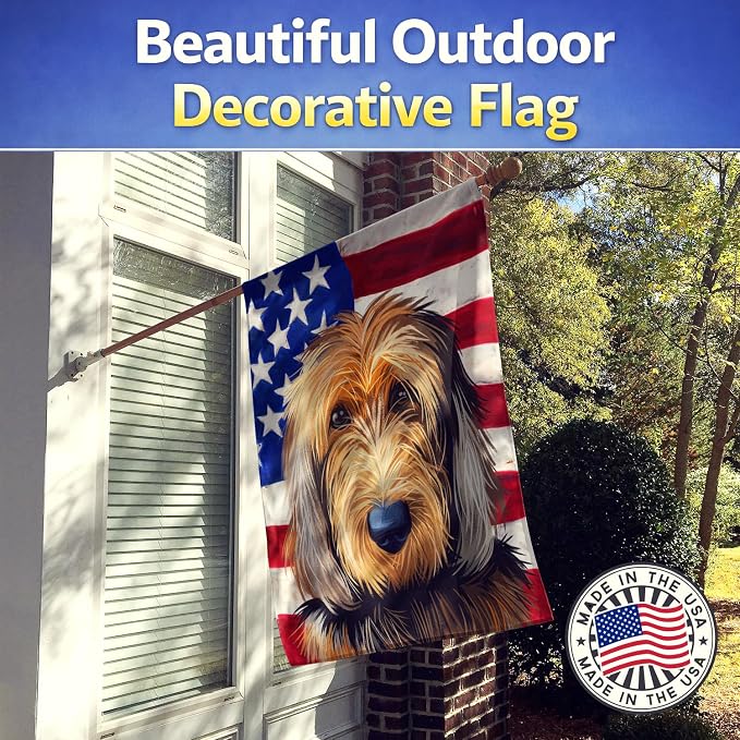 Caroline's Treasures CK6636CHF Otterhound Dog American Flag House Flag Large Porch Sleeve Pole Decorative Outside Yard Banner Artwork Wall Hanging, Polyester, House Size, Multicolor