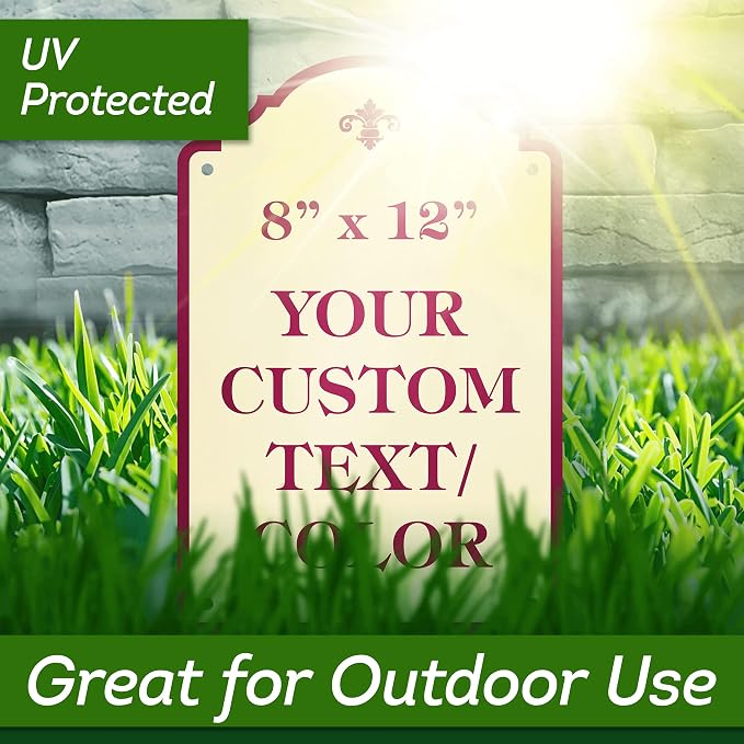 Custom Sign, Customized for Outdoor/Indoor Use, Personalized Designer Style Sign, 8x12 Inch, 24 Colors, Rust-Free Thick AlumaBond - Made by: My Sign Center, USA (Florolex I - Flood)