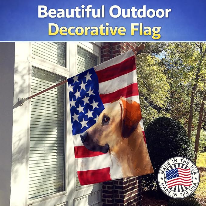 Caroline's Treasures CK6436CHF Black Mouth Cur Dog American Flag House Flag Large Porch Sleeve Pole Decorative Outside Yard Banner Artwork Wall Hanging, Polyester, House Size, Multicolor