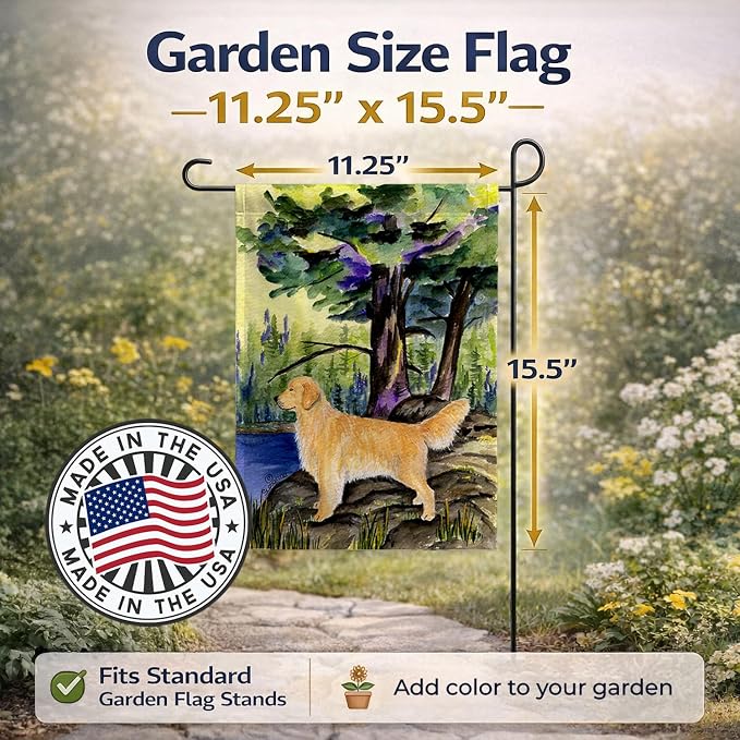 Caroline's Treasures SS8426GF Golden Retriever Garden Flag Mailbox Flag Decorative Yard Flag Banner Outside Patio Artwork Yard Flower Beds, Garden Size, Multicolor