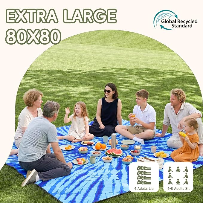 Genovega Waterproof Sandproof Beach Blanket Picnic Outdoor Mat Rug Extra Large Foldable Sand Free Big Giand XL Car Essential Roadtrip Gadget Rv Accessories Gear Must Haves Hiking Items Necessities
