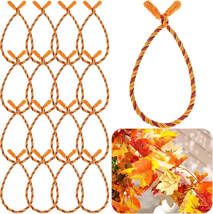 Zhengmy 16 Pcs 20 Inches Christmas Garland Ties Christmas Decorative Twist Ties for Banister Reusable and Flexible Twist for Xmas Home Decorations Holiday Craft Wrapping (Fall Color)