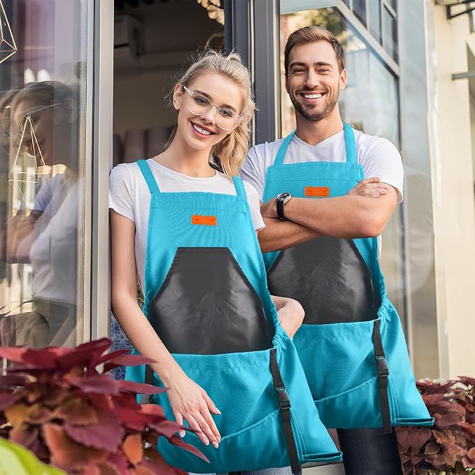 Gardening Apron,Harvest Apron with Multi-pocket for Men Women, Adjustable Cross-Back Straps, Garden Gifts for Mom,Dad