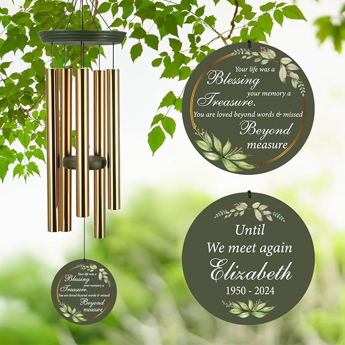 ASTARIN Memorial 36" Wind Chimes, Personalized Name Sympathy Wind Chime, in Memory of Loss Mom Loved One, Deep Tone Bereavement Windchimes for Outdoors Outside Clearance(Produced in Texas)