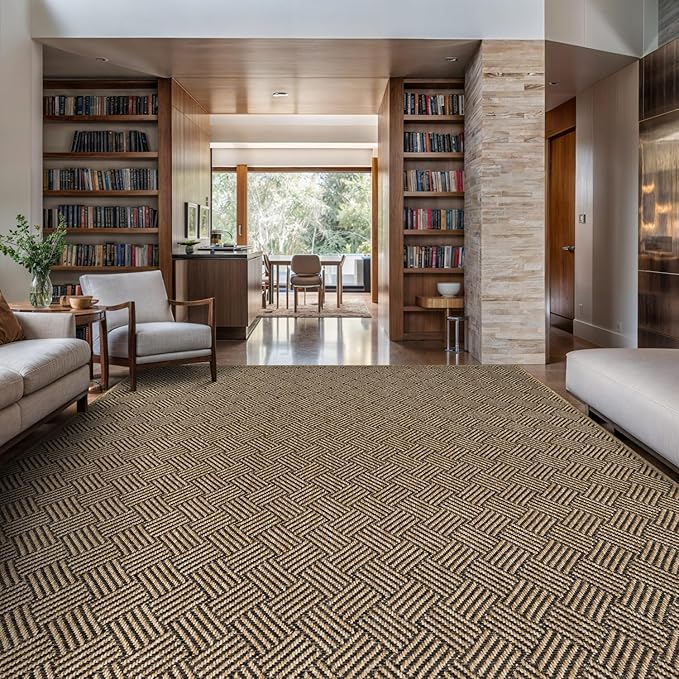 Luul Home Easy Jute Rugs 9x12 Herringbone Natural Color Living Room Indoor Outdoor Area Rug for Patio and Kitchen Rug High Traffic Washable Easy to Clean Solid Boho Woven Design Carpet (9 x 12)