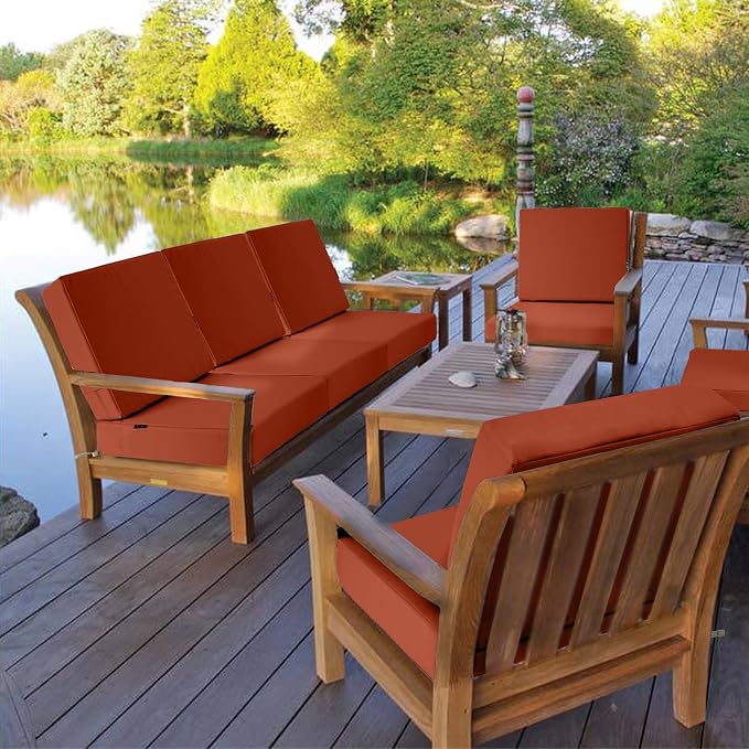 Favoyard Deep Seat Patio Cushion Set 24 x 24 Inch Waterproof Outdoor Chair Cushions for Patio Furniture with Fade Resistant and Removable Cover with Handle & Adjustable Straps for Patio, Yard, Garden
