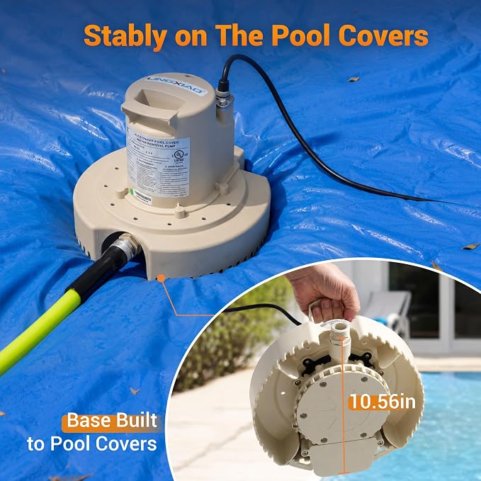 Pool Cover Pump Automatic On Off,1/4HP,1860GPH, 115V Submersible Water Pump for Inground/Above Ground Pool, Hot Tubs, Basement with 25ft Power Cord & 3/4” Adapter Include