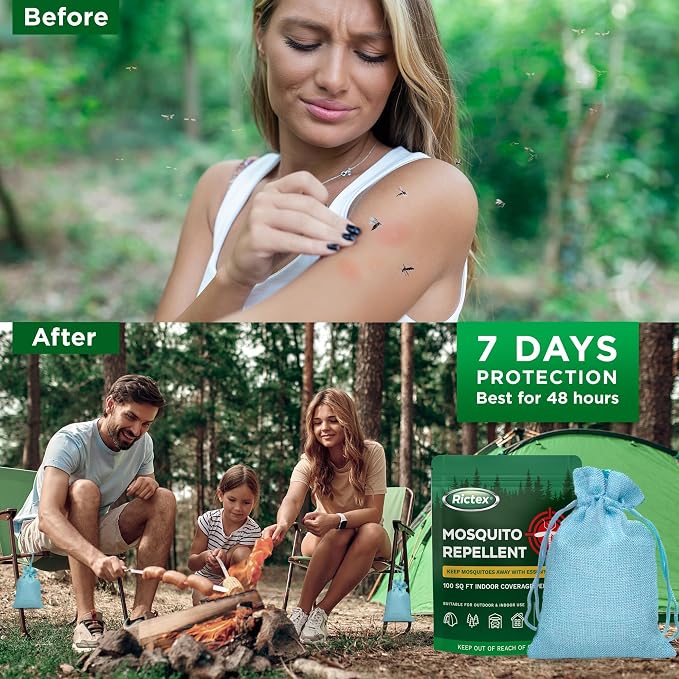 Mosquito Repellent Outdoor Patio Pouches: Natural Insect Deterrent with Citronella & Peppermint Oils - Safe for Kids & Pets - Ideal for Yard, Camping, Home & Indoor Use