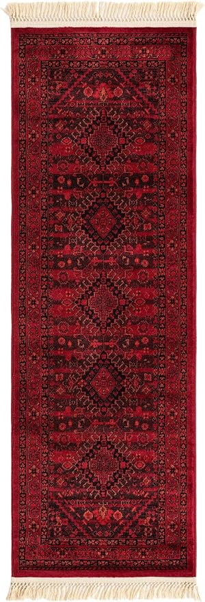 Unique Loom Tekke Collection Area Rug - Sheibani (2' x 6' 1" Runner, Red/ Black)