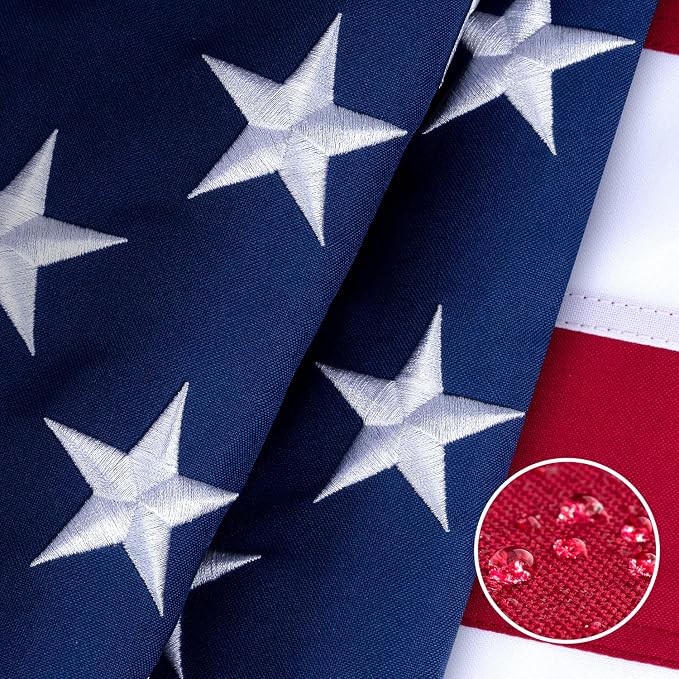 American Flag 5x8 ft for Outside, Tearproof Super Tough Series, Heavy Duty Spun Polyester, All Weather Large US Flag High Wind with Embroidered Stars, Brass Grommets, Ultra Durable USA Flags for Outdoor