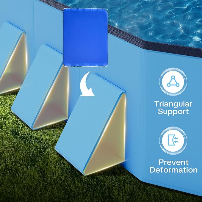 Raxurt Foldable Dog Pool, 82'' Extra Large Dog Pool for Large Dogs with Non-Slip & Reinforced Support Boards, Portable Pet Bath Tub for Outdoor Backyard Use
