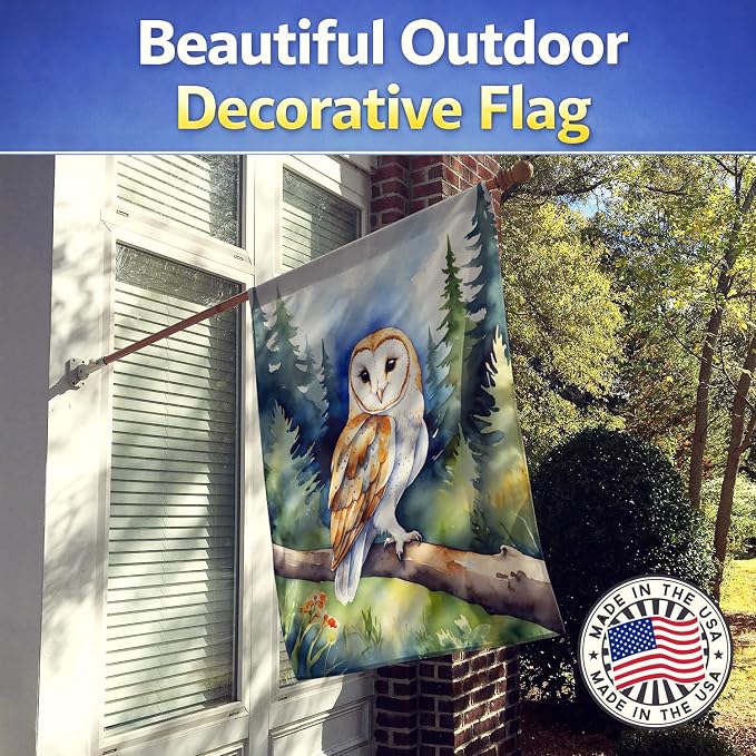 Caroline's Treasures Barn Owl House Flag Large Porch Sleeve Pole Decorative Outside Yard Banner Artwork Wall Hanging, Polyester, House Size, Multicolor