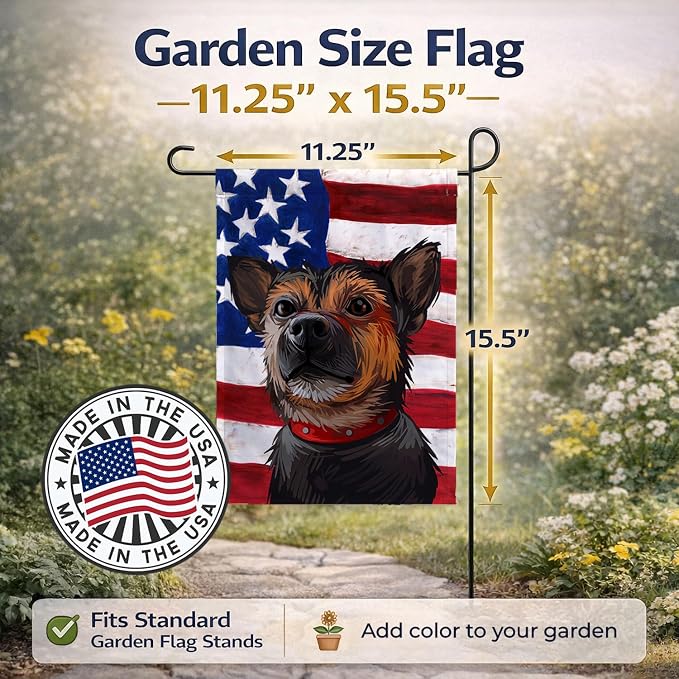 Caroline's Treasures CK6673GF Murcian Ratter Dog American Flag Garden Flag Mailbox Flag Decorative Yard Flag Banner Outside Patio Artwork Yard Flower Beds, Garden Size, Multicolor