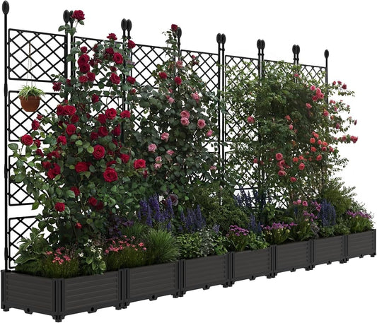 7PCS Planter Box WithTrellis,Planter Box for Climbing Plants/Vines,116x63In Garden Trellis,for Vegetables Flower, Planter Box for Backyard Patio Balcony
