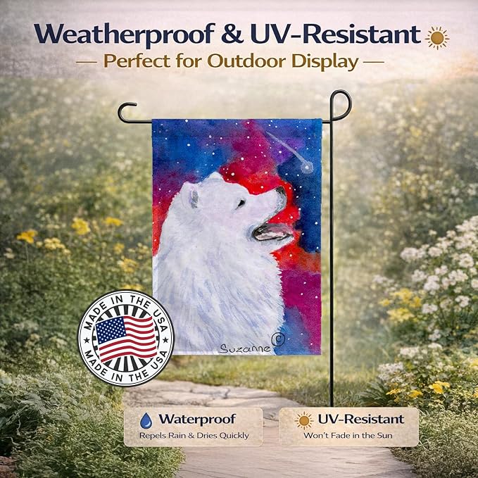 Caroline's Treasures SS8752GF Samoyed Garden Flag Mailbox Flag Decorative Yard Flag Banner Outside Patio Artwork Yard Flower Beds, Garden Size, Multicolor
