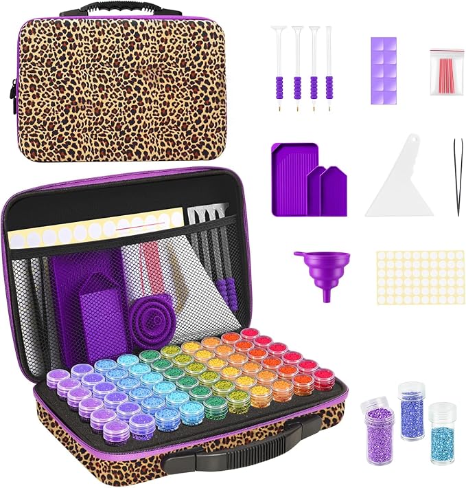 ZORETCO Diamond Painting Storage, 60 Containers Diamond Art Kits for Adults | Diamond Art Storage Case with Tools, Portable Bead Organizer Box for Diamond Painting Accessories, Art Supplies