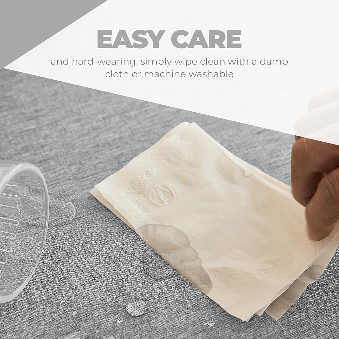 Decorelia Waterproof Faux Linen Rectangle Tablecloth, Spillproof Wrinkle Free Outdoor Reusable Table Cloth for Holiday, Banquet, Party, Buffet Dinner (Oblong,60 x 120 Inch (10-12 Seats), Cool Grey)